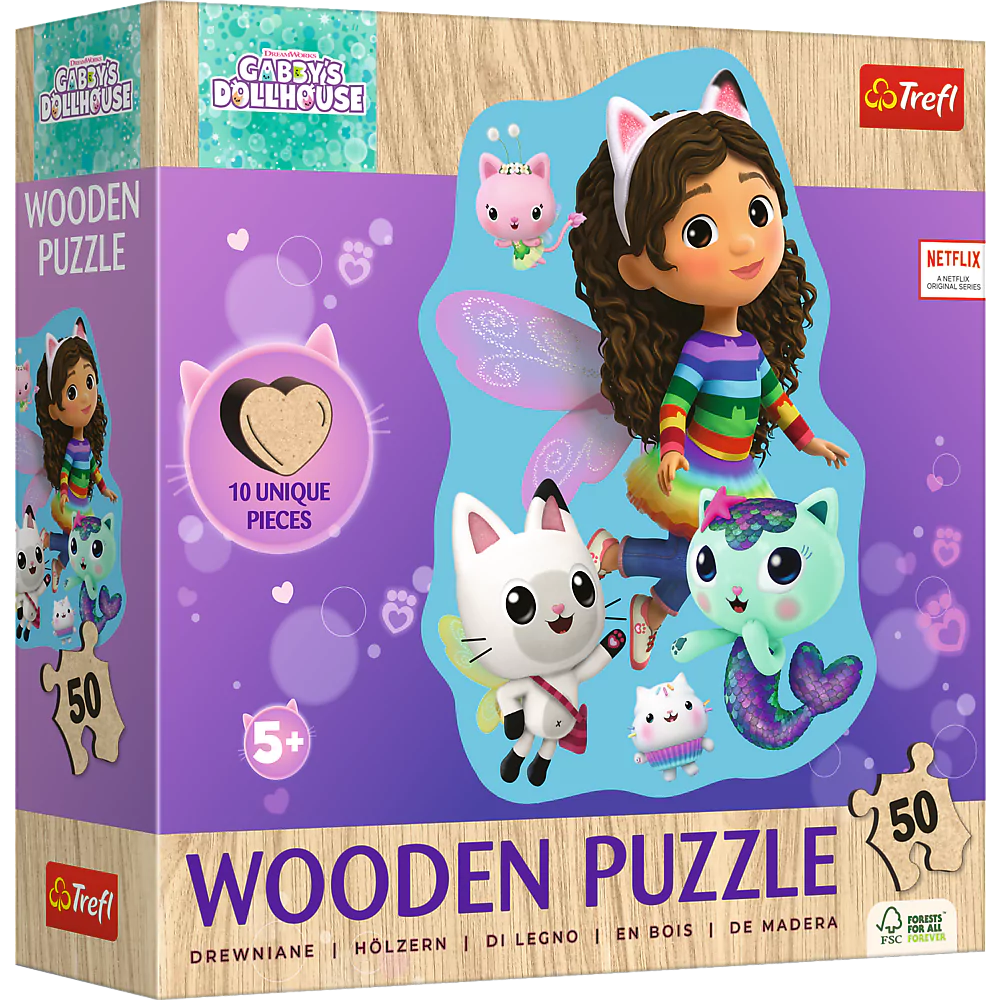 Puzzle drewniane Koci Domek Gabi - prezent dla dziewczynki