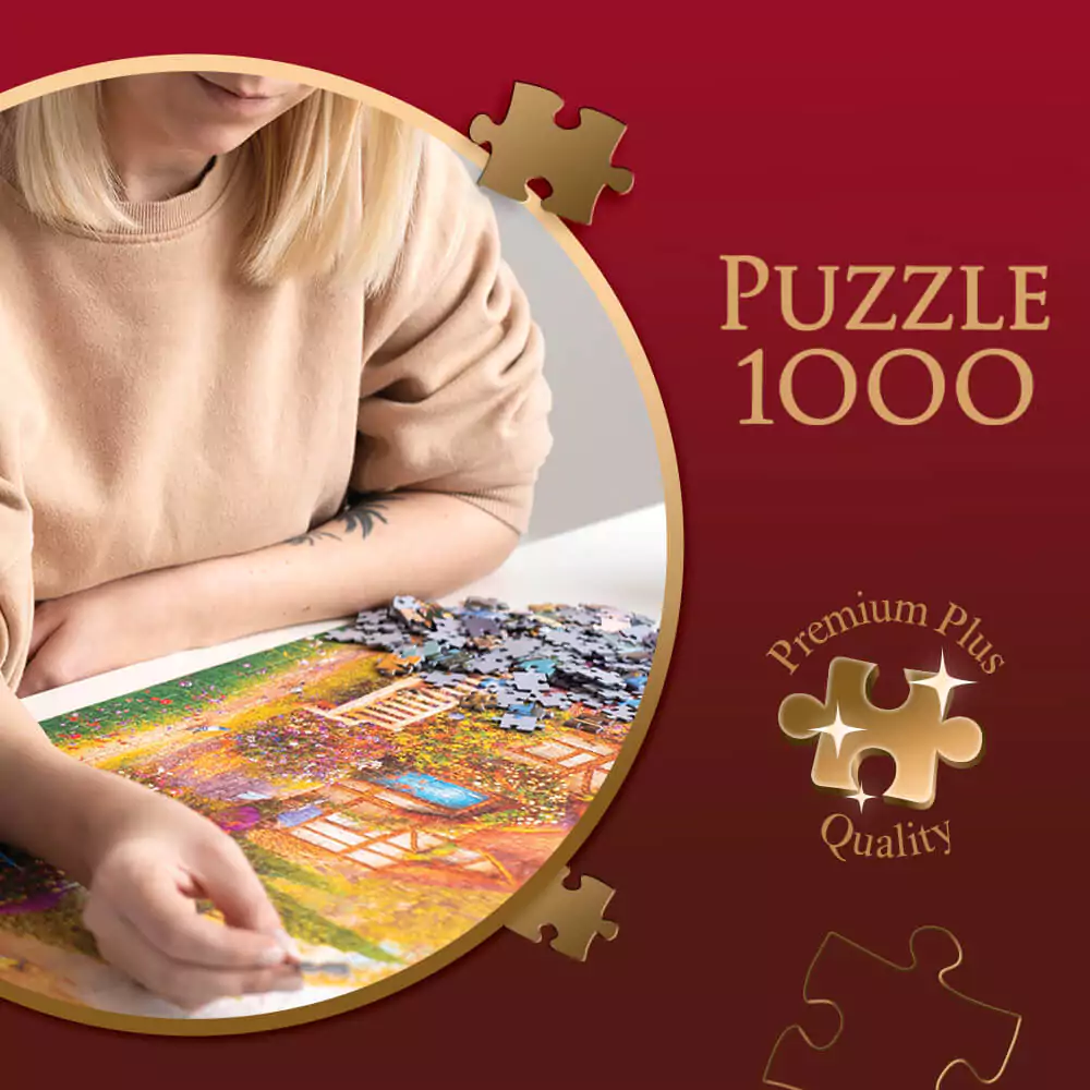 Trefl Puzzle Premium Plus 1000 Pezzi - Tea Time Idillio Rurale Con Uccelli - Poster Incluso